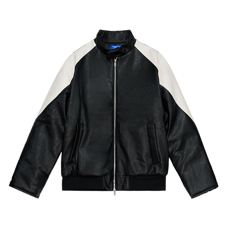 MYQ costura retro chaqueta de cuero hombres primavera y otoño estilo coreano moda pu guapo chaqueta de cuero diseño sentido nicho chaqueta suelta