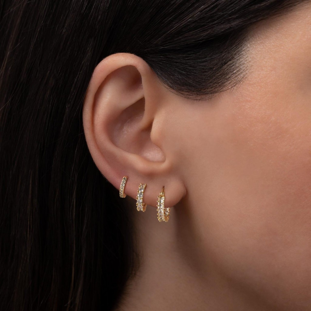 Boucles d'oreilles pendantes élégantes plaquées or et zircon_voghion.com