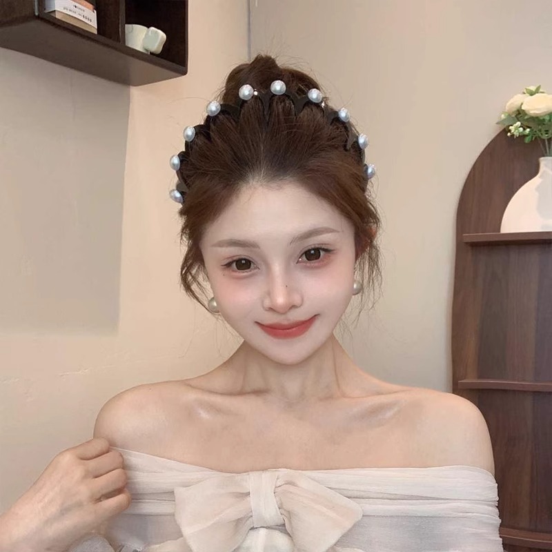 Bandas de cabello onduladas para mujeres con dientes de doble propósito bandas de cabello de cabeza de cabeza de alto cráneo para lavado de cara tarjeta de cabello especial para el cabello fruncado y acabado de cabello