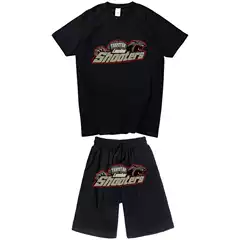 Fashion Street casual short-sleeved shorts suit Trapstar red and black tiger head printed T-shirt suit couple wear