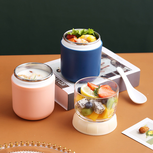 304 stainless steel double-layer soup cup large capacity student milk oatmeal yogurt cup breakfast cup mini porridge cup soup can