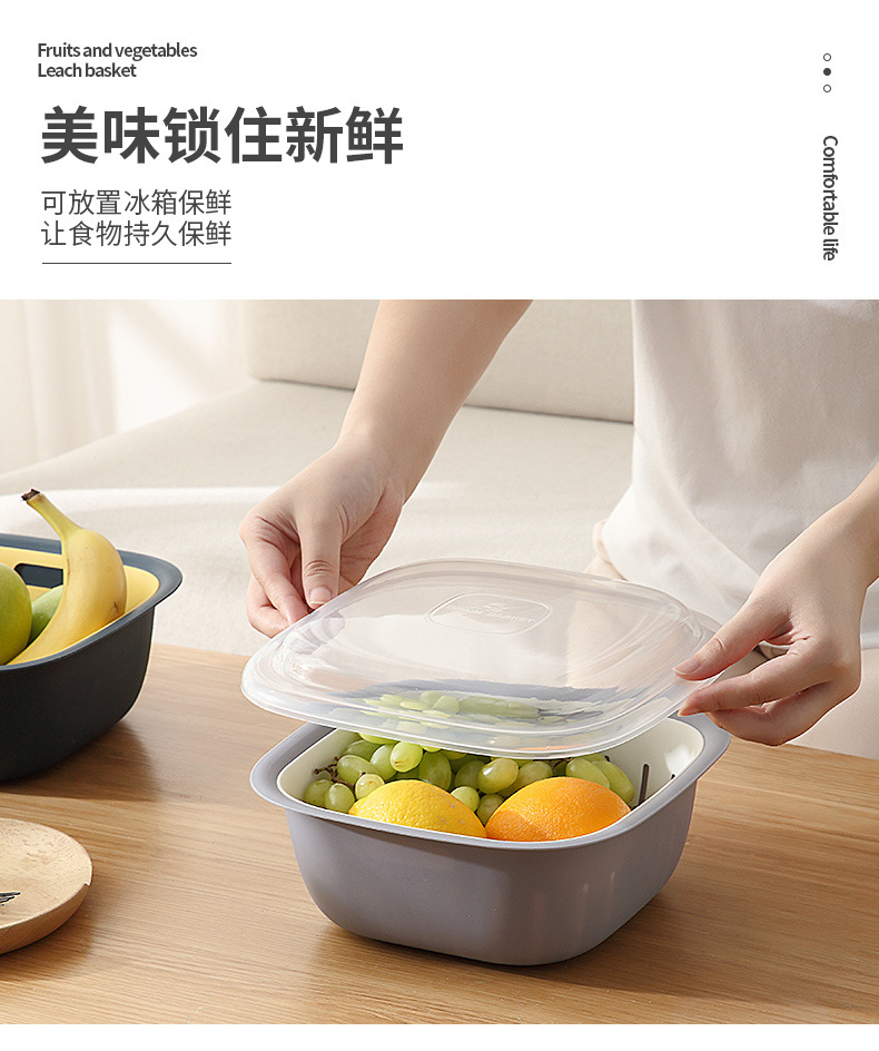 Kitchen Double-layer Drain Basket Color Mixing Storage Box Plastic Sink Drain Basket display picture 6