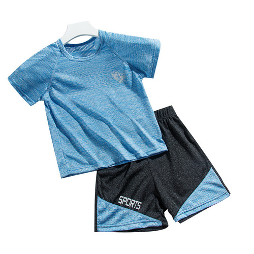 23夏季新款儿童薄款网眼速干短袖运动套装男女童篮球服休闲两件套