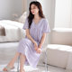 2024 new women's summer nightdress with chest pad pajamas cotton short sleeve summer thin mid-length dress