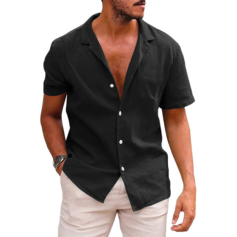 Men's Solid Color Simple Style Turndown Short Sleeve Regular Fit Men's Tops display picture 1