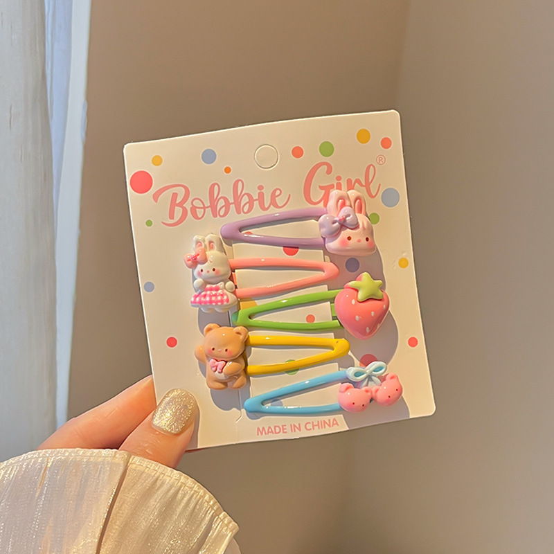 F8714-13# rabbit & bear hair clip 5-piece set