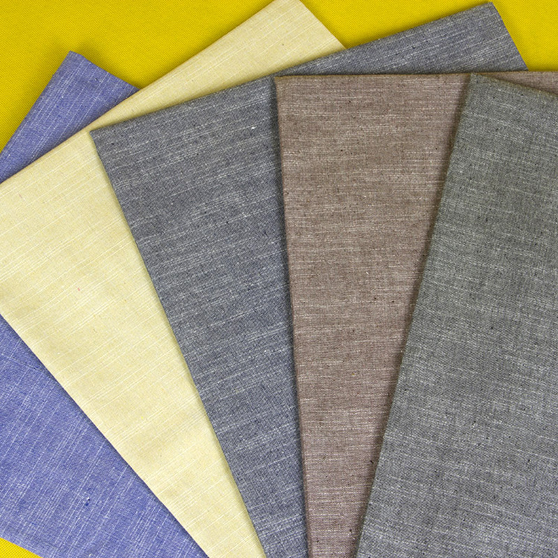 厂家现货批发 涤棉麻服装面料 平纹纯色竹节色织布 家饰布料 024