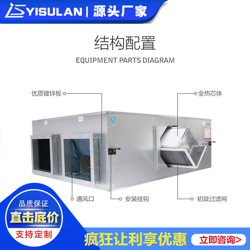 厂家现货全热交换新风换气机商用大风量静音中央空调新风通风机