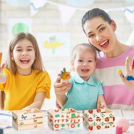 木制迷你木箱diy儿童涂鸦玩具田园鲜花木盒装饰摄影道具存储木箱