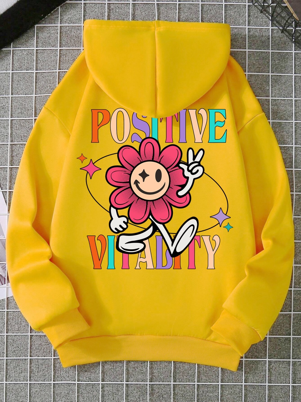 Positive Vitalty Smiling Flower Women Sweatshirt Fashion Cas