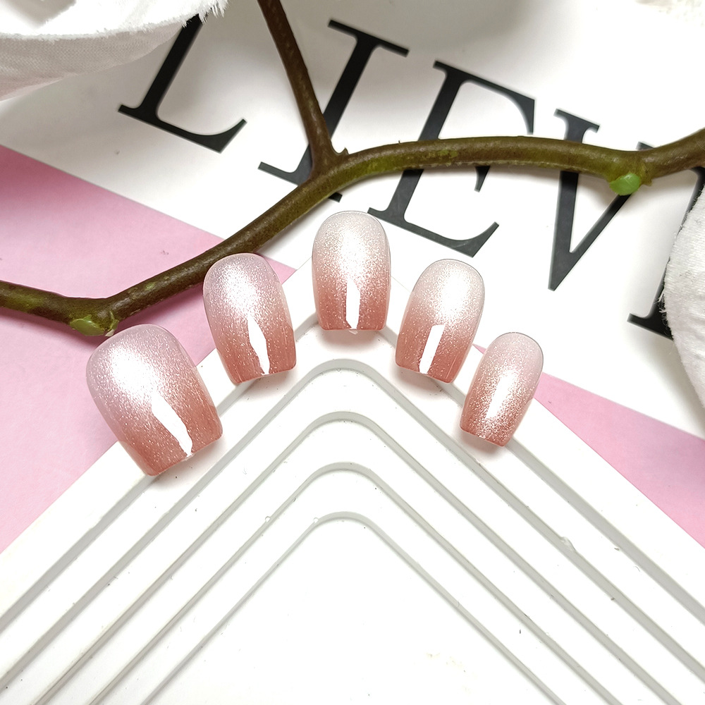 10 piezas de código dividido moda de uñas de vestir hechas a mano degradado polvo ojo de gato uñas uñas al por mayor pegatinas de uñas simples y suaves image 4