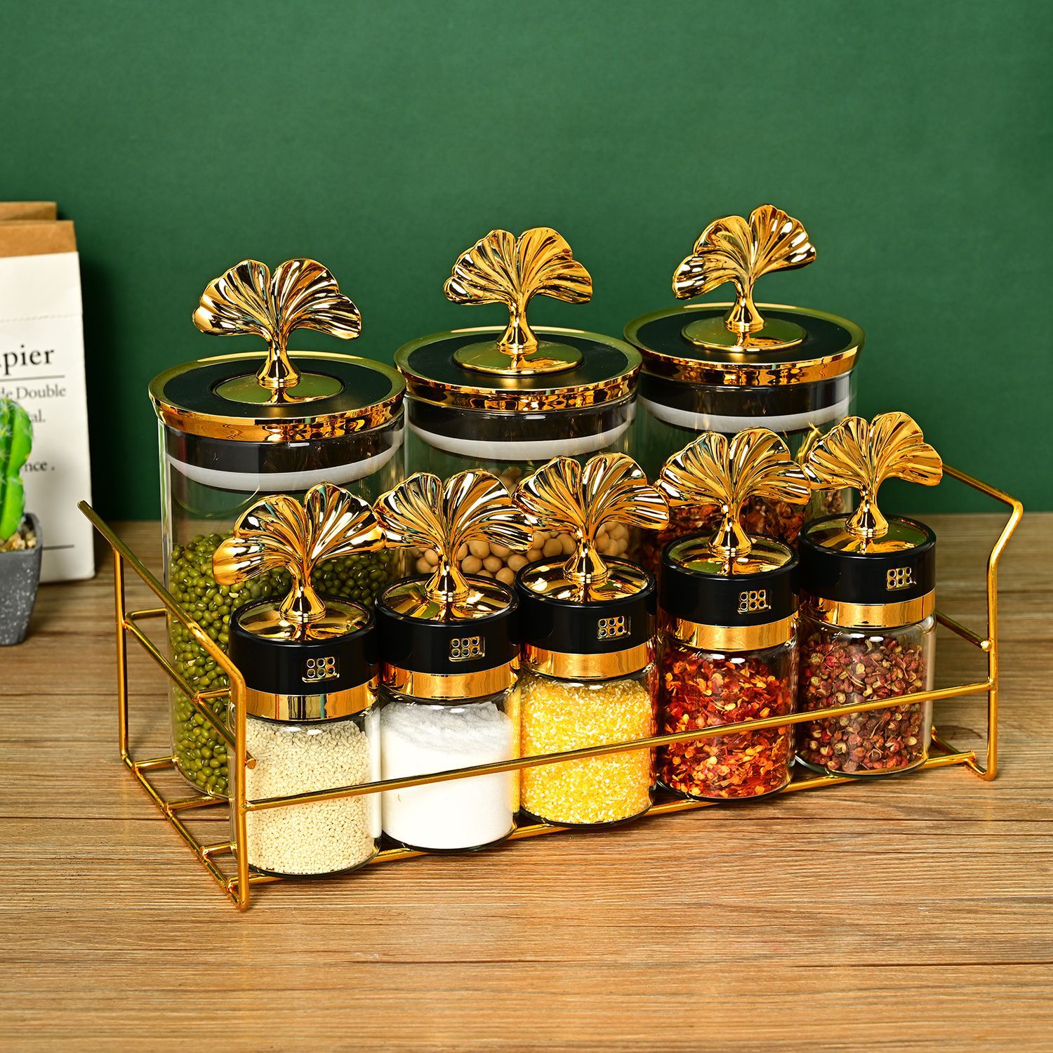 Creativo nuevo lujo luz vidrio condimento tarro hogar traje cocina granos vidrio sellado tarro fábrica al por mayor