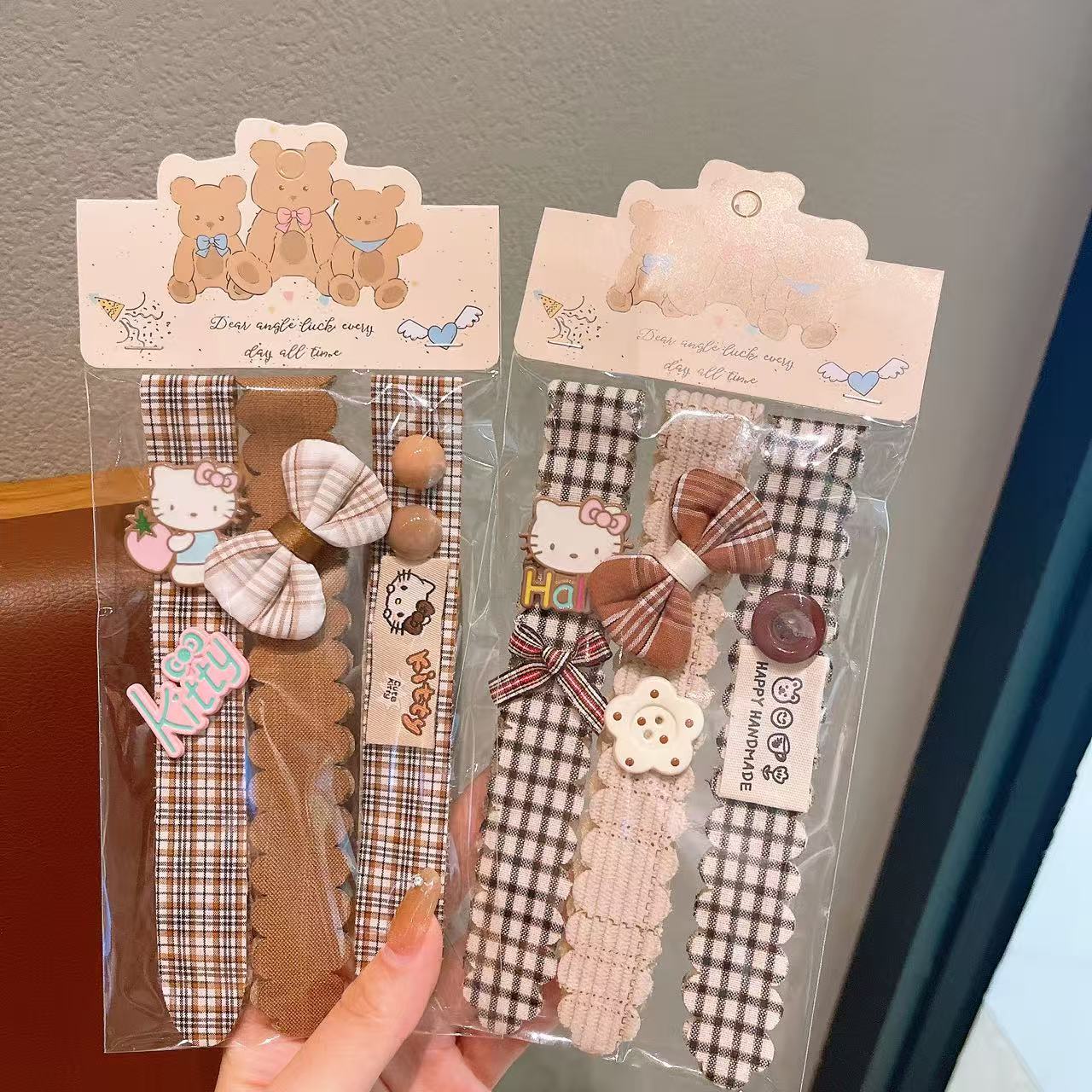Children's Milk Coffee Color Cartoon Hairpin New Baby Hairpin Girl's Forehead Bangs Sticker Velcro Hair Accessories Headdress