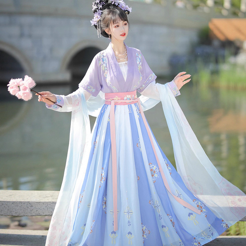 Original Tang Dynasty Han Dynasty Women's Adult Tang Dynasty Ancient Costume Waist-Length Skirt Super Fairy Ancient Style Daily Spring, Autumn and Summer Suit