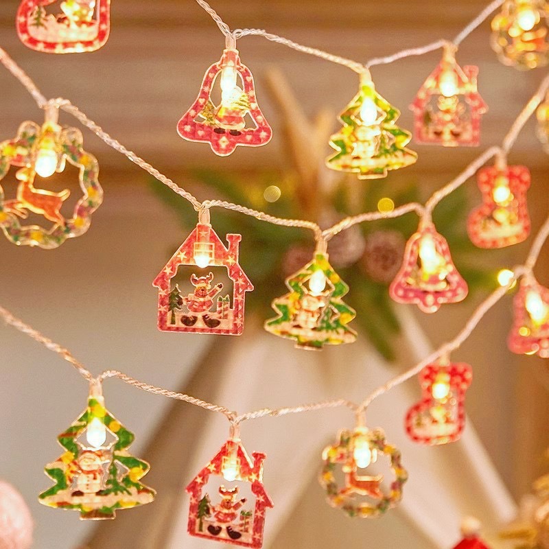 Papá Noel muñeco de nieve luces decorativas colgantes de Navidad colgantes pintados led string de luces diseño de la escena de la tienda