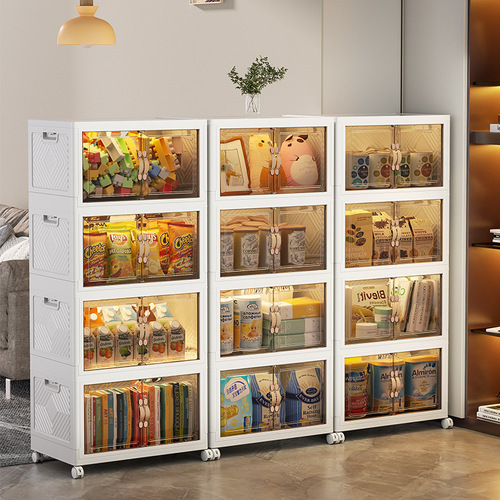 Source Factory | Large-capacity transparent folding storage cabinet storage cabinet household children's installation-free folding storage box