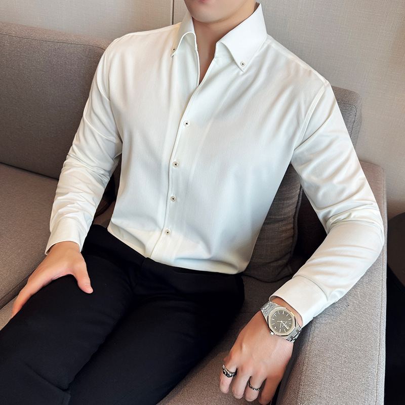 Autumn and winter new men's high sense denim shirt fashion Italian business wholesale temperament long sleeve casual shirt