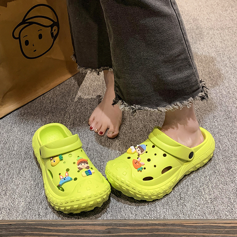 Cave Shoes Women's Outer Wear Thickened Bottom Increased Internet Celebre Popular High Color Value Non-slip Beach Baotou Sandals and Slippers DIY Summer