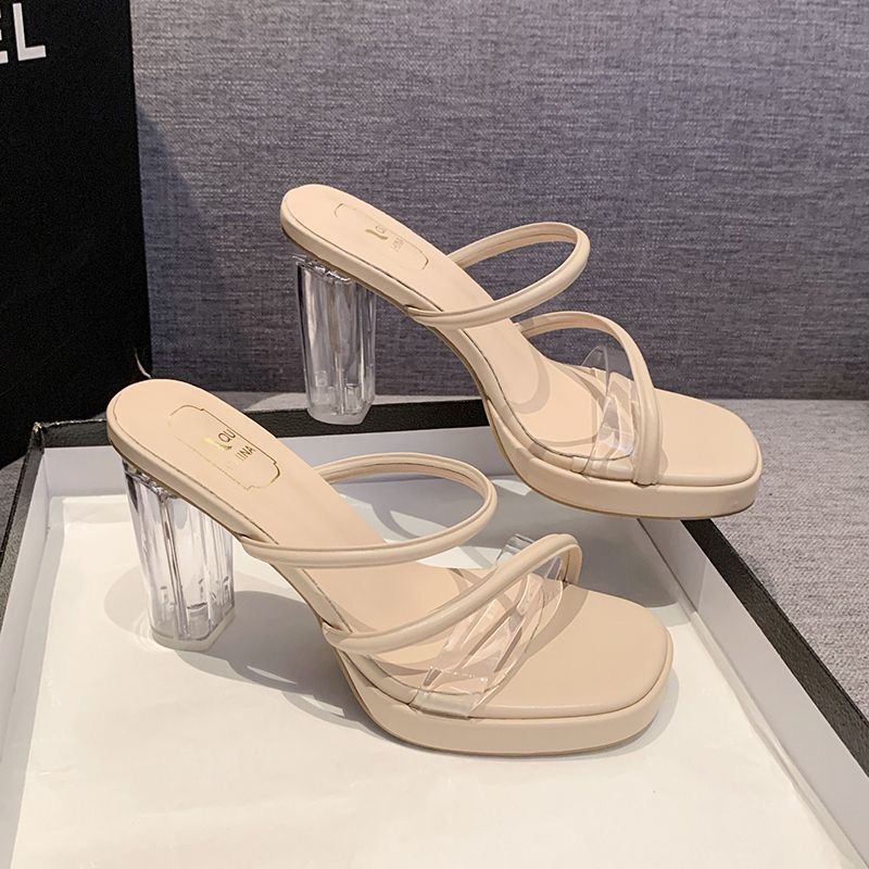Trendy Influencer Style High-Heeled Slippers for Outdoor Wear 2024 Versatile Niche Soft Sole Design Single Shoes Trendy Influencer Style High-Heeled Slippers for Outdoor Wear 2024 Versatile Niche Soft Sole Design Single Shoes