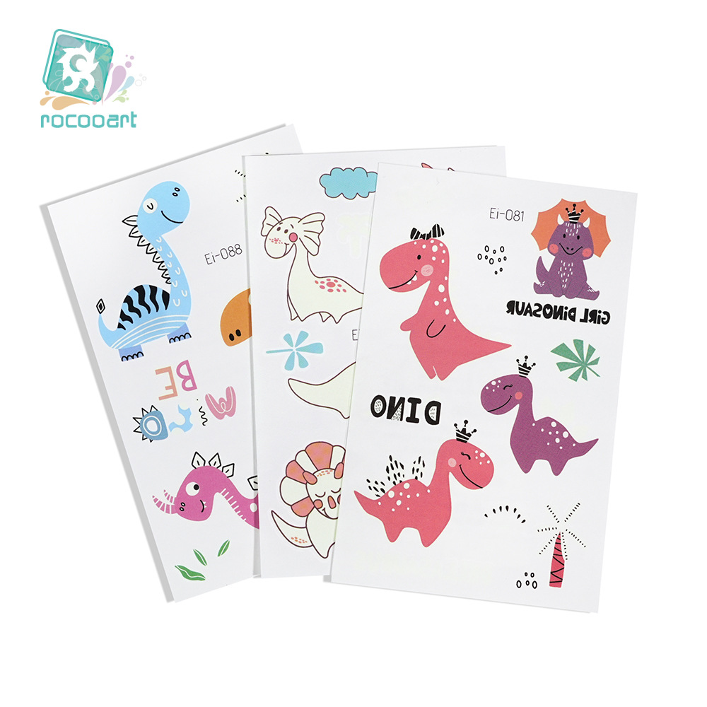 Tatuajes Temporales Luminosos de Dinosaurio de Papel de Transferencia, Impermeables para Niños image 7
