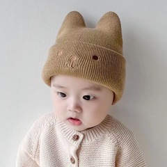 新入生の乳幼児の帽子秋の冬の赤ちゃんの子供の赤ちゃんのニットの毛糸の帽子の帽子の小さい月齢の潮