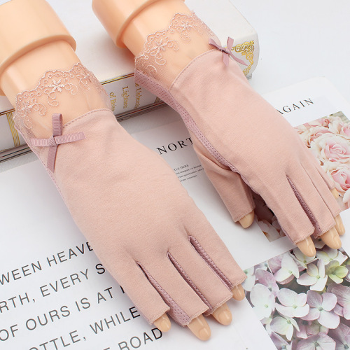 Summer Half Finger Sunscreen Manicure Gloves Thin Breathable Lace Gloves Touch Screen Fingerless Outdoor Cycling Gloves