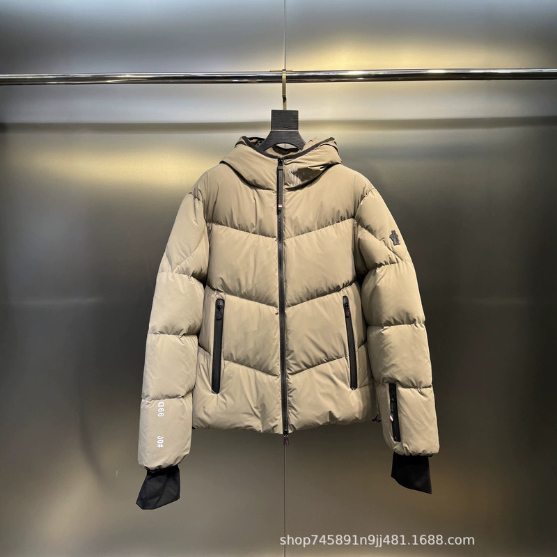 Cross-Border High-End Reflective Letter-Printed down Jacket with Hood and Zipper, Long-Sleeve Outdoor Winter Jacket Wholesale