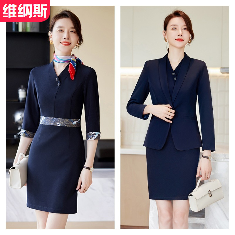 New long-sleeved suit dress suit stewardess uniform professional women's clothing hotel front desk beauty salon work clothes wholesale