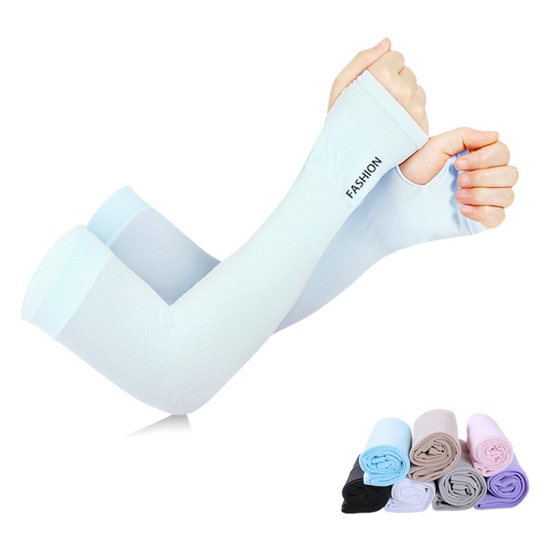 Ruiya Ice Sleeves for Men and Women, Summer Ice Silk Fingerless Sun Protection Arm Sleeves, Outdoor Cycling and Driving Arm Covers Yhi