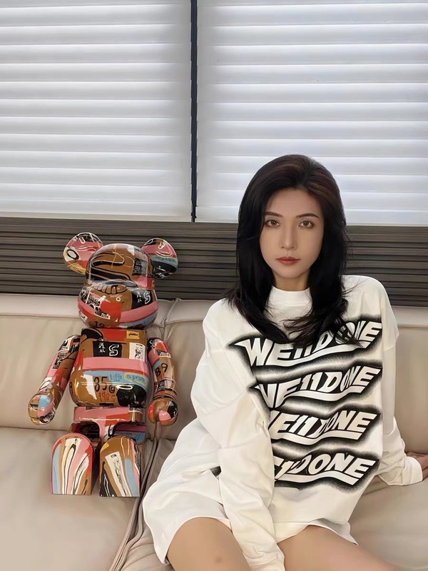 潮牌高街WE11立体印花小熊休闲宽松情侣T恤男女同款卫衣外贸批发|undefined