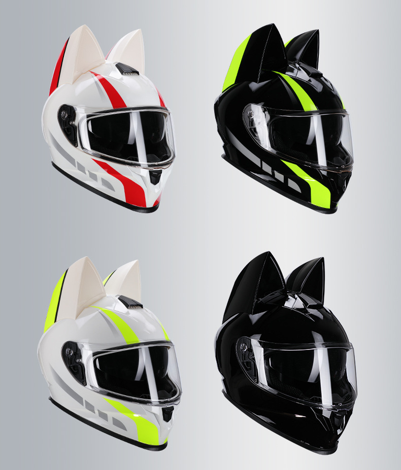 3C certified cat-ear electric motorcycle helmet, suitable for travel and commuting in all seasons, can be equipped with Bluetooth, personalized full-face motorcycle helmet