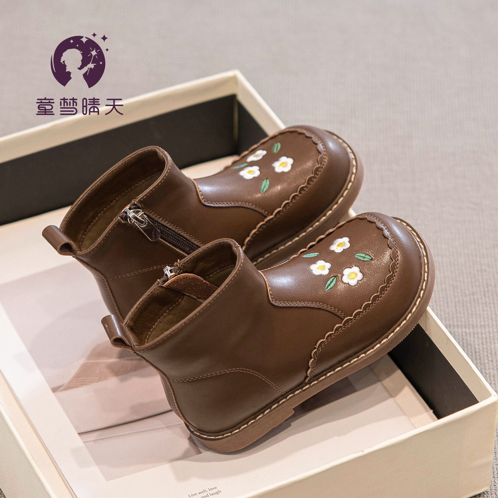 Girls' short boots 2023 autumn and winter new children's boots autumn Martin boots Women's baby two cotton shoes winter Princess fleece-lined