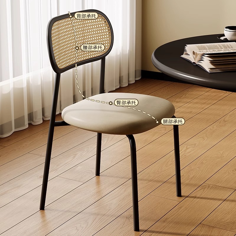 Taburetes caseros respaldados silla de té retro de acero inoxidable silla de comedor silla de comedor medieval silla de caña