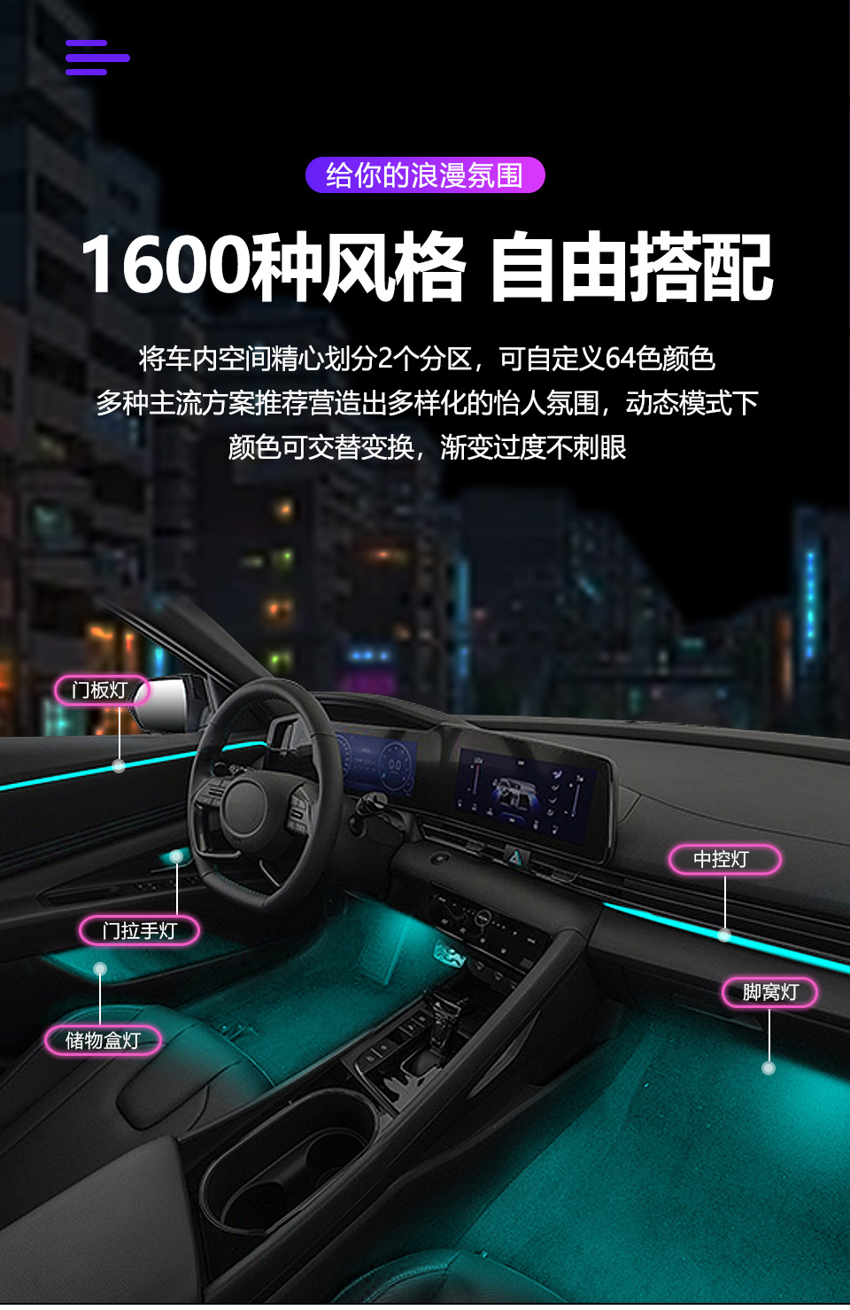 Suitable for Hyundai Elantra atmosphere lamp special car 23 original factory car modified seventh generation atmosphere lamp