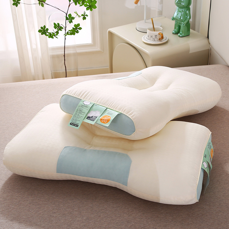 厂家供应提花护颈枕48*74cm云朵spa牵引枕羽丝绒枕头成人单只枕芯