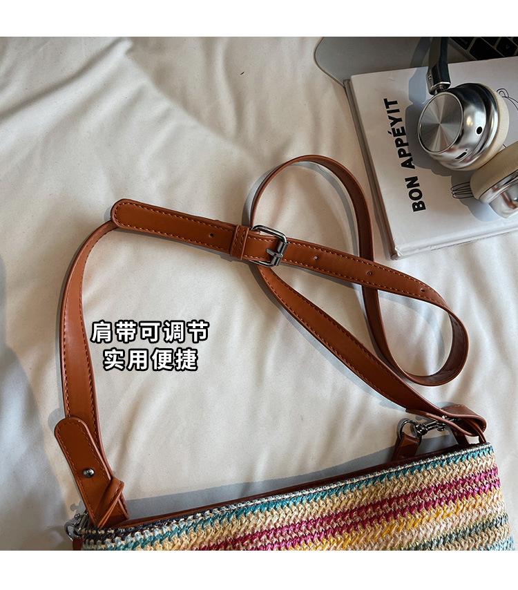 Bohemian hand-woven straw bag for women, large capacity 2025 new summer single-shoulder crossbody beach bag Item Picture