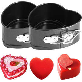 心形锁扣活底蛋糕模具4寸加厚碳钢不沾涂层慕斯烤盘 弹簧烘焙工具