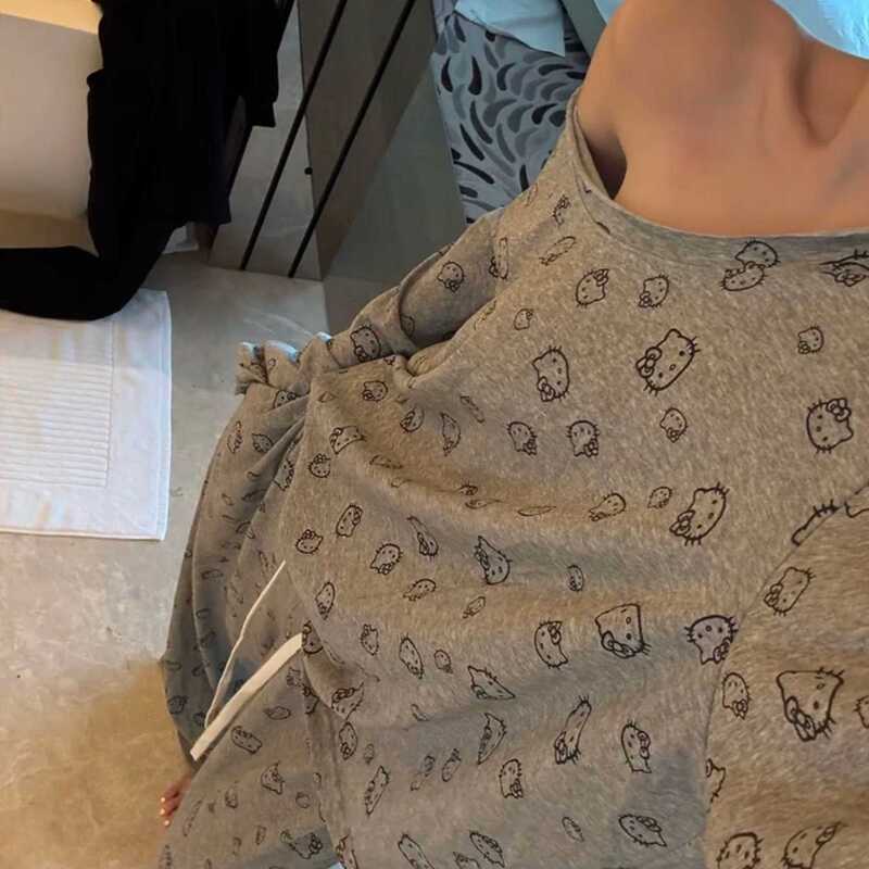 简约甜美风kitty猫印花睡衣女春秋季2025新款大码长袖长裤家居服|undefined