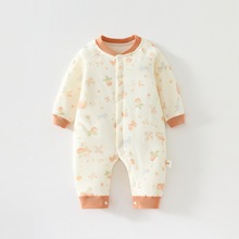 宝宝秋冬款40g长袖连体衣婴儿恒温夹棉长爬服卡通图案棉服外出服