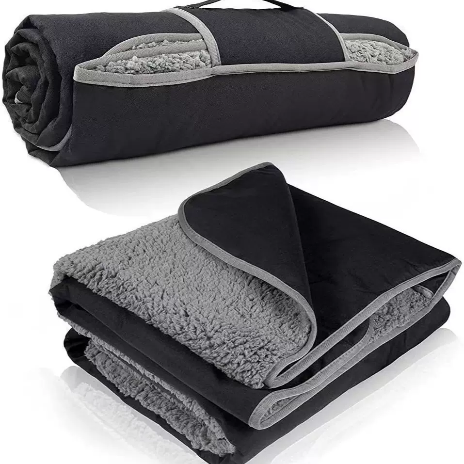 纯色多功能二合一户外旅行毯子地垫野餐垫新款加厚野外防水毛毯