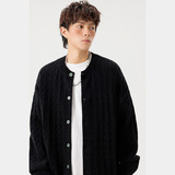 本命年红色针织开衫男士宽松日系扭花简约高品质毛衣外套秋季新款，男装针织衫/毛衣，星座614