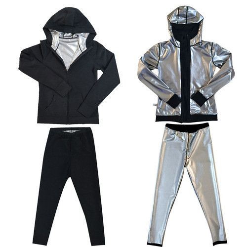 Cross-border sweaty set women's sports jacket with hood yoga clothing silver zipper fitness hoodie training clothing