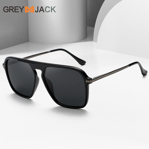 New European and American large-frame sunglasses for men, fashionable polarized sunglasses for women, retro glasses, two-tone glasses, slingshot legs wholesale