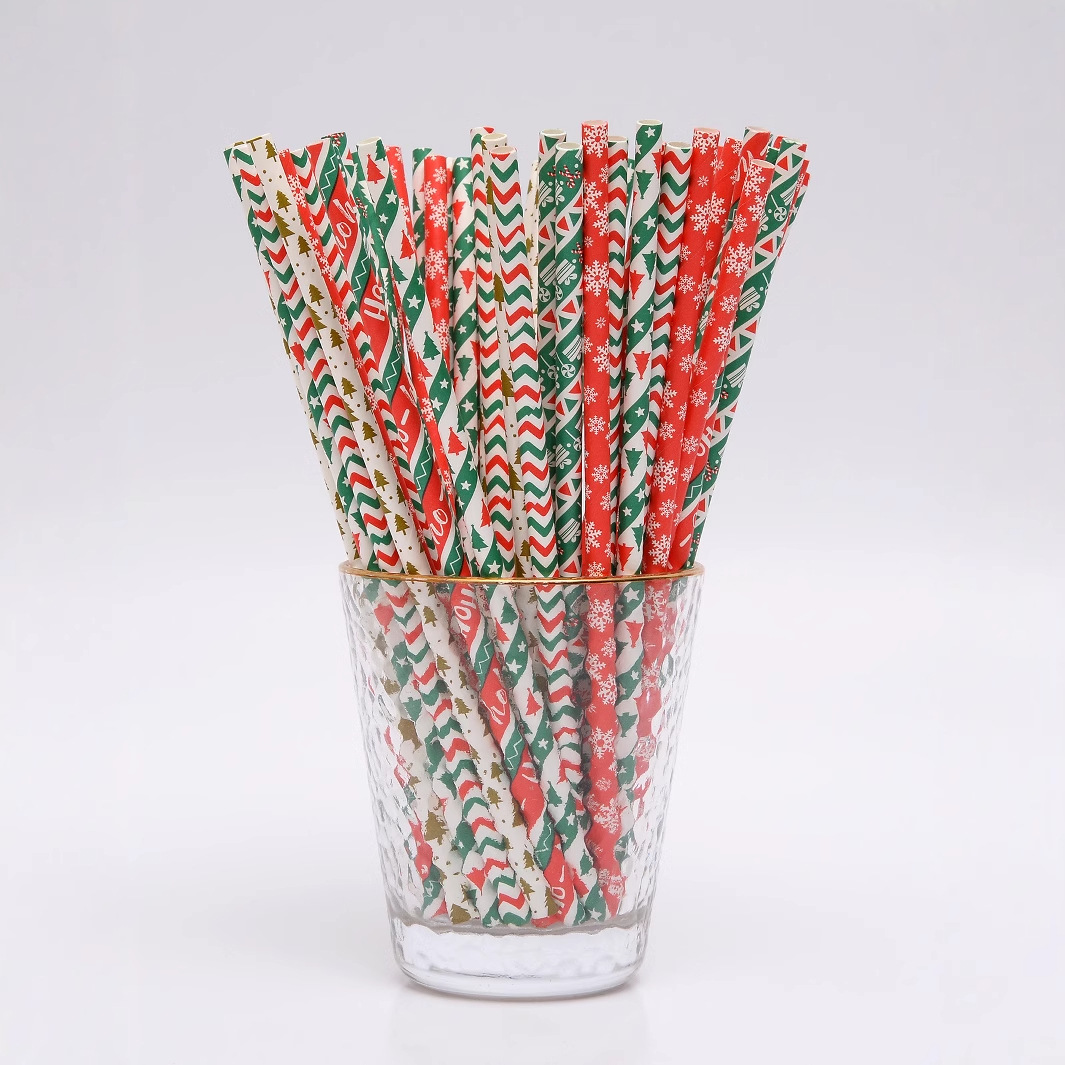Yaosheng paja desechable papel degradable tubo recto Amazon Navidad serie 100 unids