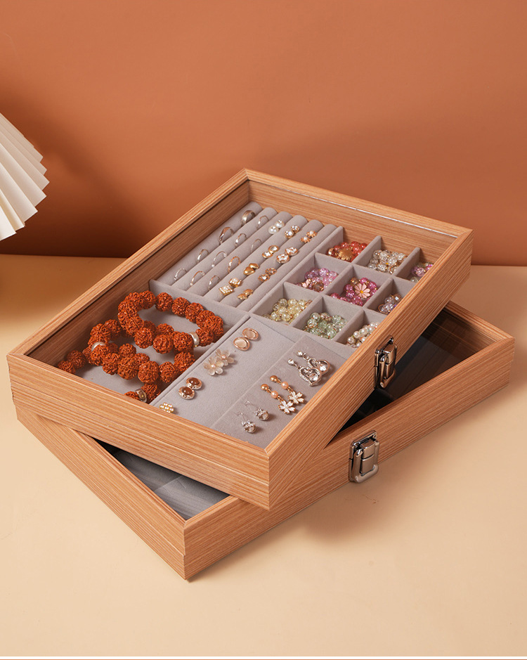 Rectangle Pattern Wood Chinoiserie Retro Rectangle Jewelry Boxes