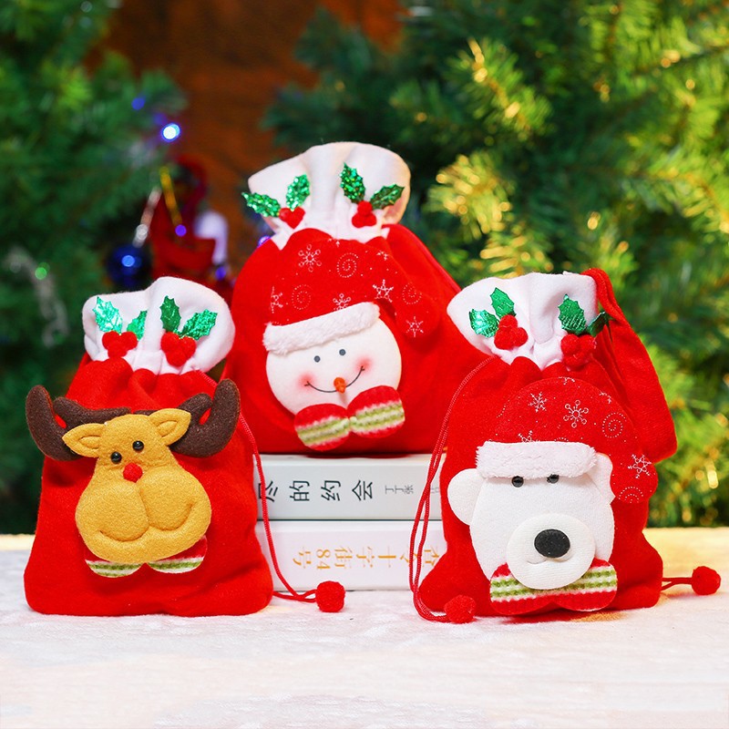 Caja de regalo de manzana de Navidad Nochebuena pequeña bolsa de regalo de tela cartón de dibujos animados caja de regalo de niños bolsa de regalo de manzana