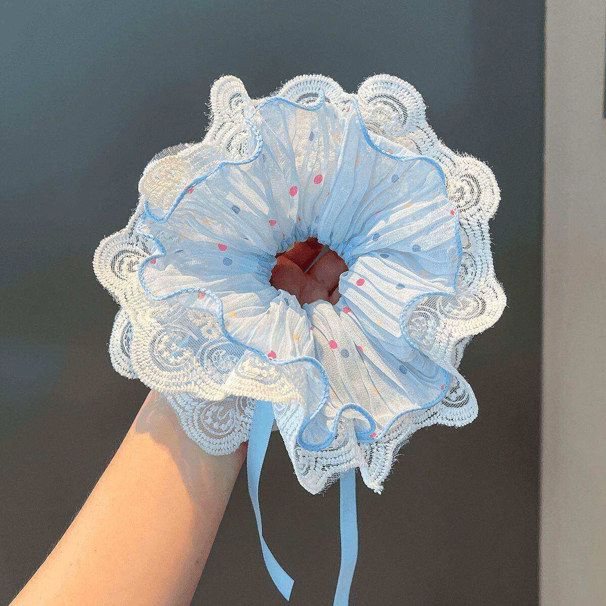Polka Dot Drawstring Hair Tie for Girls, Korean Style Scrunchie for Girls, Hair Accessory for Girls, Beautiful Hair Tie