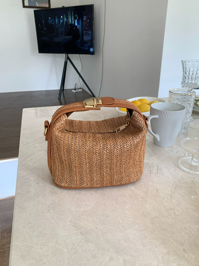 2026 Korean Style Summer New Straw Woven Handbag, Fashionable Casual Vacation Tote Bag, Versatile Shoulder and Crossbody Bag