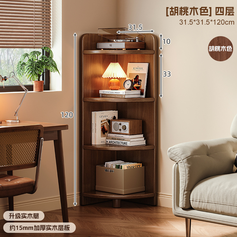 Gabinete de esquina de madera maciza estante de esquina contra la pared gabinete estrecho triangular armario de almacenamiento para el hogar estante de esquina en forma de abanico