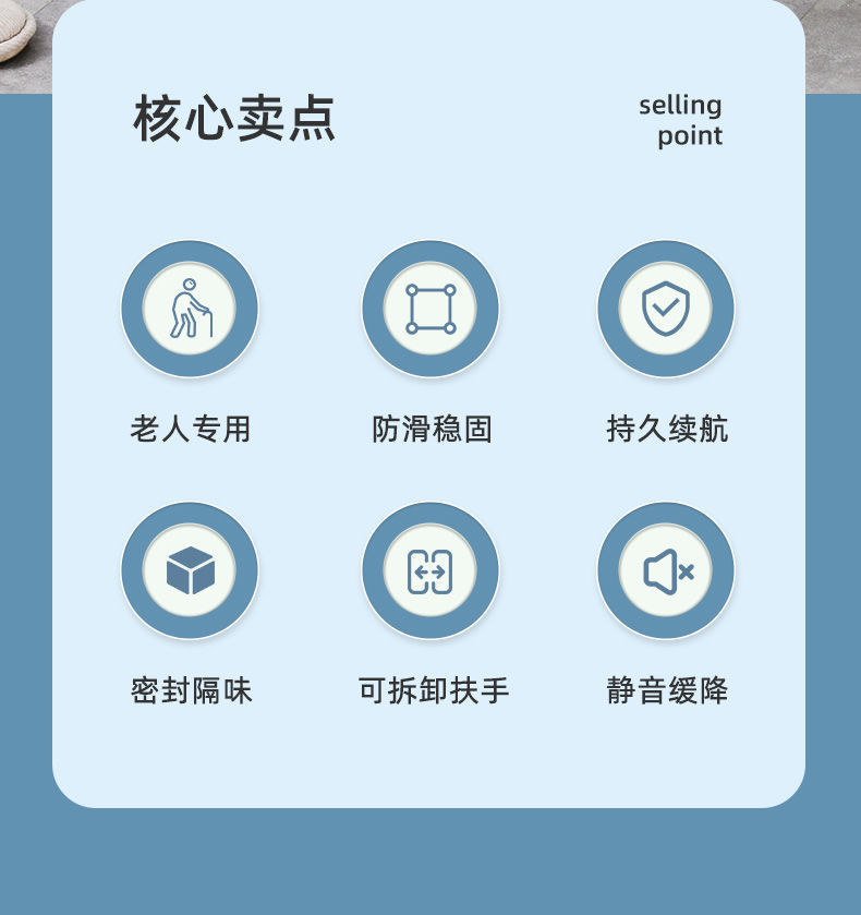 Mobile toilet, elderly toilet, home, pregnant women, indoor deodorizing, covered, adult portable plastic armrest toilet chair Specification drawing